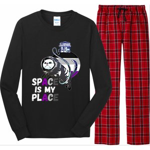 Asexual Astronaut Cat Retro Space Is My Place Ace Asexuality Gift Long Sleeve Pajama Set