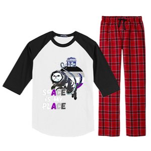 Asexual Astronaut Cat Retro Space Is My Place Ace Asexuality Gift Raglan Sleeve Pajama Set