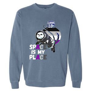 Asexual Astronaut Cat Retro Space Is My Place Ace Asexuality Gift Garment-Dyed Sweatshirt