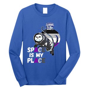 Asexual Astronaut Cat Retro Space Is My Place Ace Asexuality Gift Long Sleeve Shirt