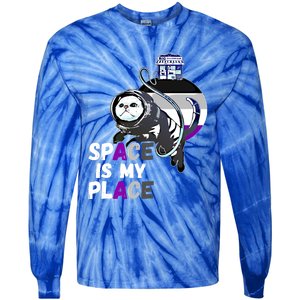 Asexual Astronaut Cat Retro Space Is My Place Ace Asexuality Gift Tie-Dye Long Sleeve Shirt