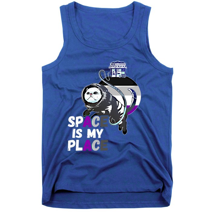 Asexual Astronaut Cat Retro Space Is My Place Ace Asexuality Gift Tank Top