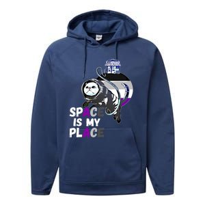 Asexual Astronaut Cat Retro Space Is My Place Ace Asexuality Gift Performance Fleece Hoodie