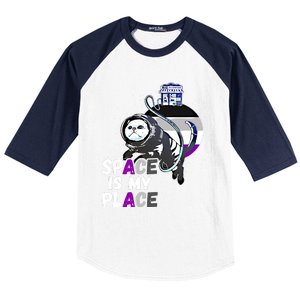 Asexual Astronaut Cat Retro Space Is My Place Ace Asexuality Gift Baseball Sleeve Shirt