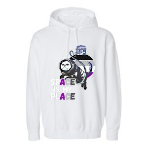 Asexual Astronaut Cat Retro Space Is My Place Ace Asexuality Gift Garment-Dyed Fleece Hoodie