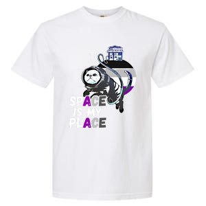 Asexual Astronaut Cat Retro Space Is My Place Ace Asexuality Gift Garment-Dyed Heavyweight T-Shirt