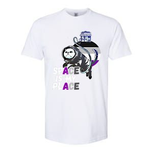 Asexual Astronaut Cat Retro Space Is My Place Ace Asexuality Gift Softstyle CVC T-Shirt