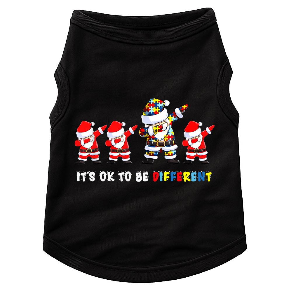 Autism Awareness Christmas It's Ok To Be Different Santa Doggie Tank