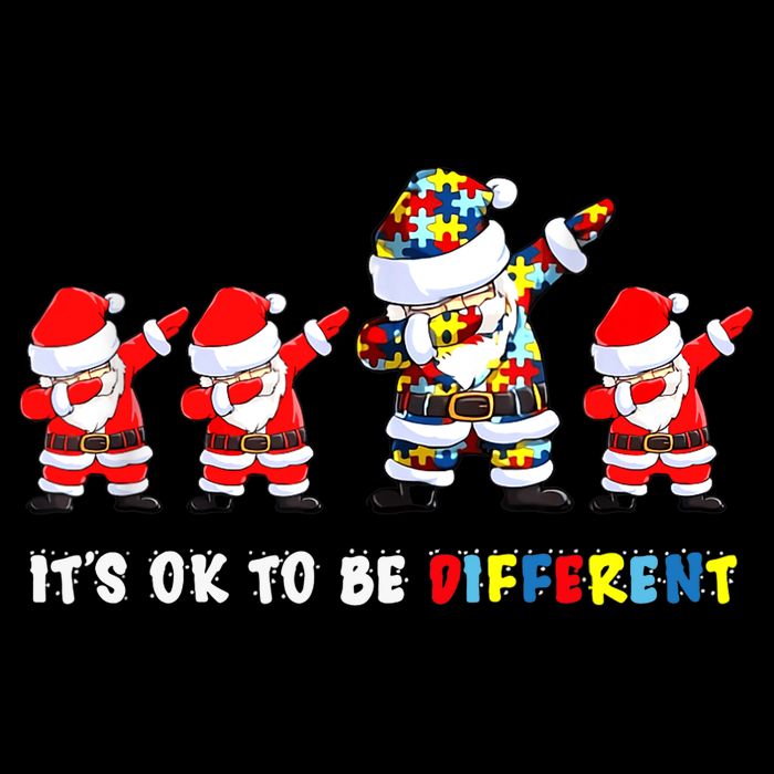 Autism Awareness Christmas It's Ok To Be Different Santa Long Sleeve Shirt