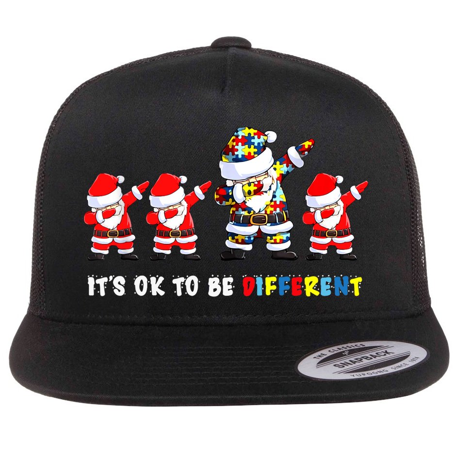 Autism Awareness Christmas It's Ok To Be Different Santa Flat Bill Trucker Hat