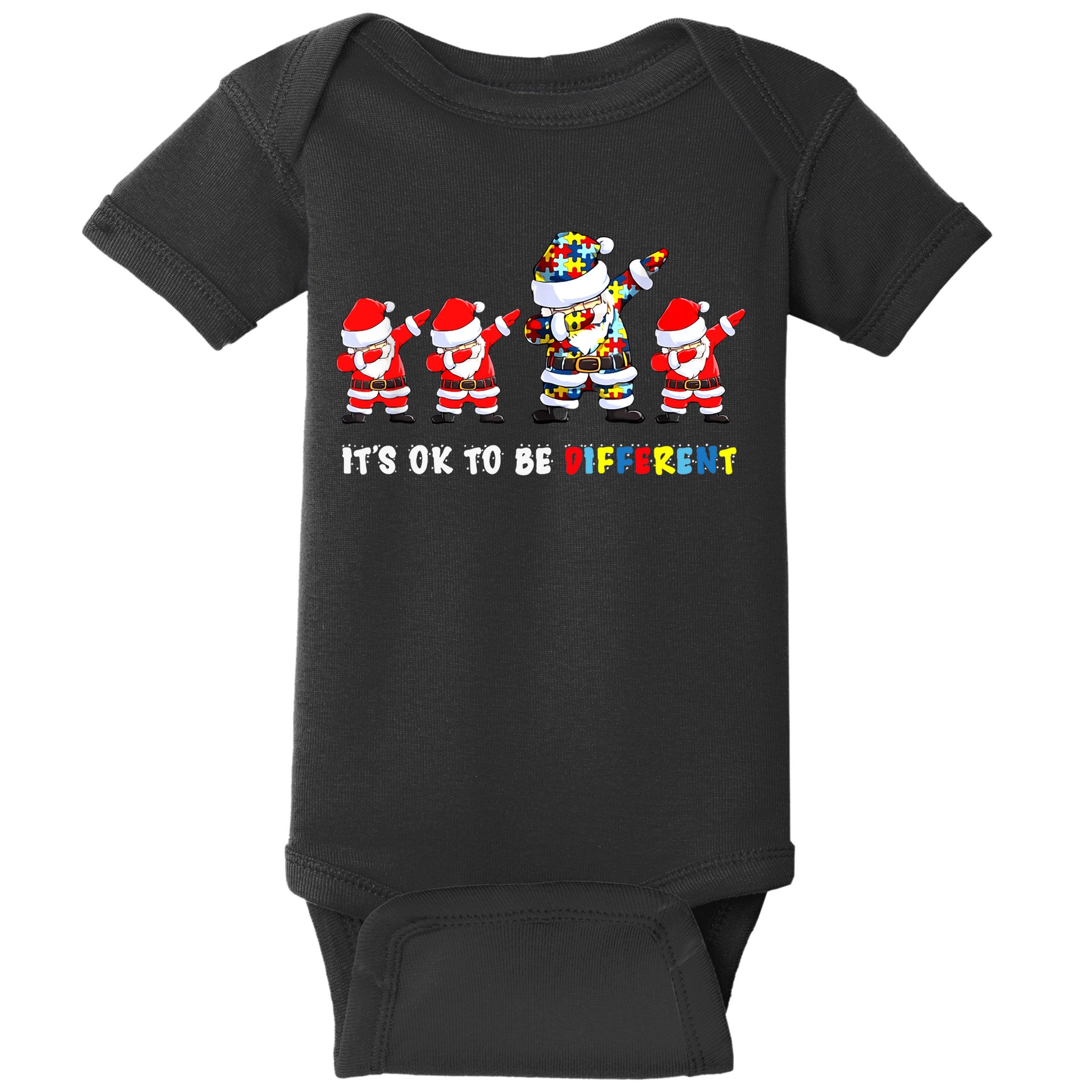 Autism Awareness Christmas It's Ok To Be Different Santa Baby Bodysuit
