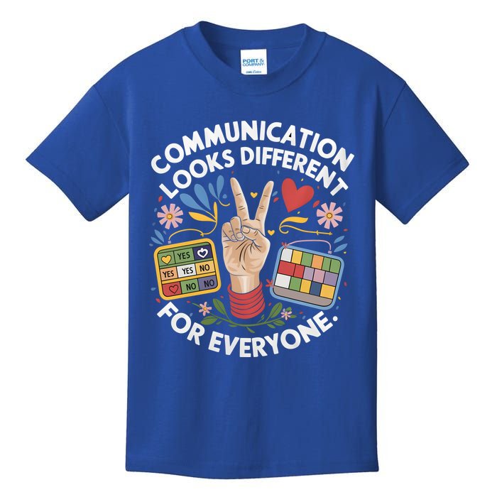 Autism Awareness Communication Looks Different For Everyone Gift Kids T-Shirt