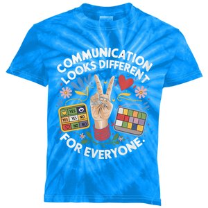 Autism Awareness Communication Looks Different For Everyone Gift Kids Tie-Dye T-Shirt