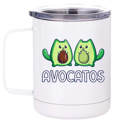 Avogato Avocado Cat Cat Vegan 12 oz Stainless Steel Tumbler Cup