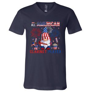 All American Costume Clarinet Player 4th Of July Instrument V-Neck T-Shirt