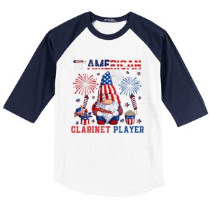 All American Costume Clarinet Player 4th Of July Instrument Baseball Sleeve Shirt