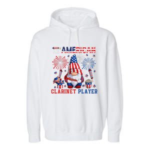 All American Costume Clarinet Player 4th Of July Instrument Garment-Dyed Fleece Hoodie