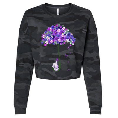 Alzheimer Awareness Cute Elephant I Will Remember For You Cropped Pullover Crew