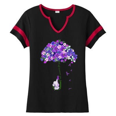 Alzheimer Awareness Cute Elephant I Will Remember For You Ladies Halftime Notch Neck Tee