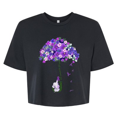 Alzheimer Awareness Cute Elephant I Will Remember For You Bella+Canvas Jersey Crop Tee