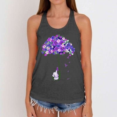 Alzheimer Awareness Cute Elephant I Will Remember For You Women's Knotted Racerback Tank