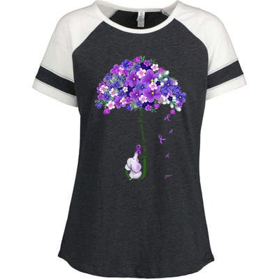 Alzheimer Awareness Cute Elephant I Will Remember For You Enza Ladies Jersey Colorblock Tee