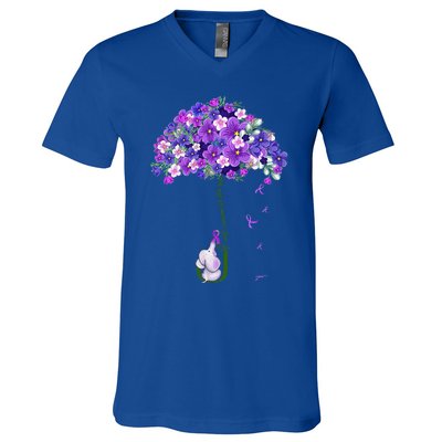 Alzheimer Awareness Cute Elephant I Will Remember For You V-Neck T-Shirt