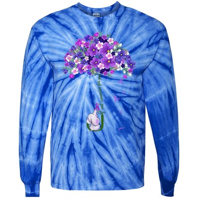 Alzheimer Awareness Cute Elephant I Will Remember For You Tie-Dye Long Sleeve Shirt