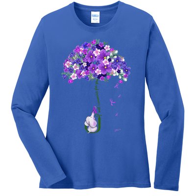 Alzheimer Awareness Cute Elephant I Will Remember For You Ladies Long Sleeve Shirt