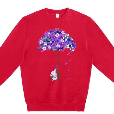 Alzheimer Awareness Cute Elephant I Will Remember For You Premium Crewneck Sweatshirt