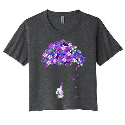 Alzheimer Awareness Cute Elephant I Will Remember For You Women's Crop Top Tee