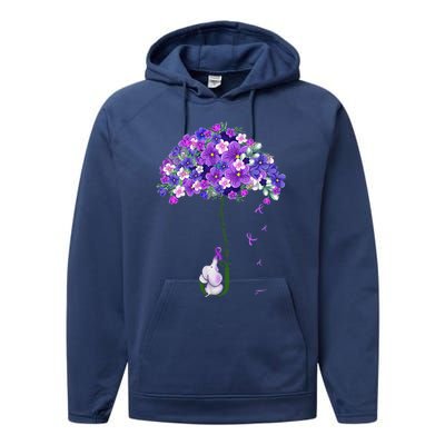 Alzheimer Awareness Cute Elephant I Will Remember For You Performance Fleece Hoodie