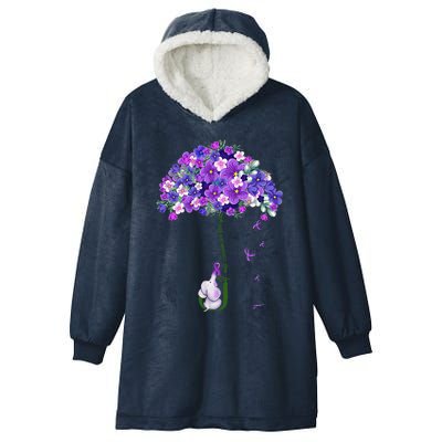 Alzheimer Awareness Cute Elephant I Will Remember For You Hooded Wearable Blanket