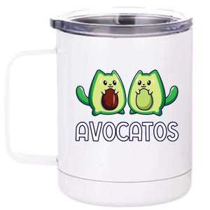 Avogato Avocado Cat Vegan Cat 12 oz Stainless Steel Tumbler Cup