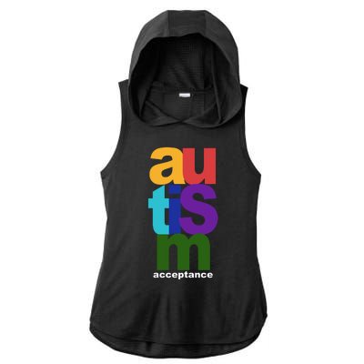 Autism Acceptance Colorful Ladies PosiCharge Tri-Blend Wicking Draft Hoodie Tank