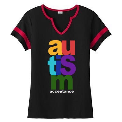 Autism Acceptance Colorful Ladies Halftime Notch Neck Tee