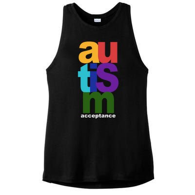 Autism Acceptance Colorful Ladies PosiCharge Tri-Blend Wicking Tank