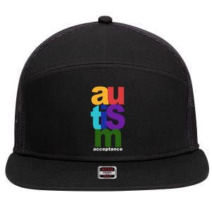 Autism Acceptance Colorful 7 Panel Mesh Trucker Snapback Hat