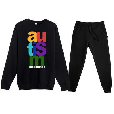 Autism Acceptance Colorful Premium Crewneck Sweatsuit Set