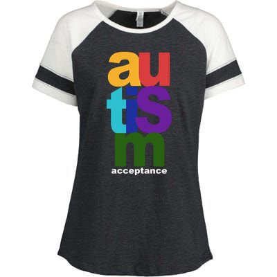 Autism Acceptance Colorful Enza Ladies Jersey Colorblock Tee