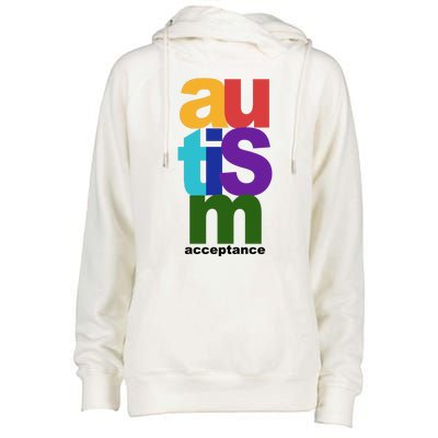 Autism Acceptance Colorful Womens Funnel Neck Pullover Hood