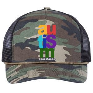 Autism Acceptance Colorful Retro Rope Trucker Hat Cap