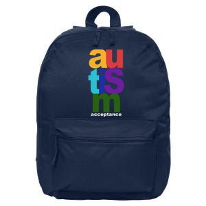 Autism Acceptance Colorful 16 in Basic Backpack