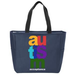 Autism Acceptance Colorful Zip Tote Bag