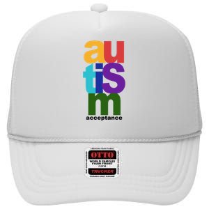 Autism Acceptance Colorful High Crown Mesh Back Trucker Hat