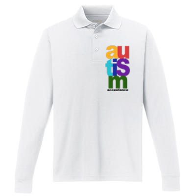 Autism Acceptance Colorful Performance Long Sleeve Polo