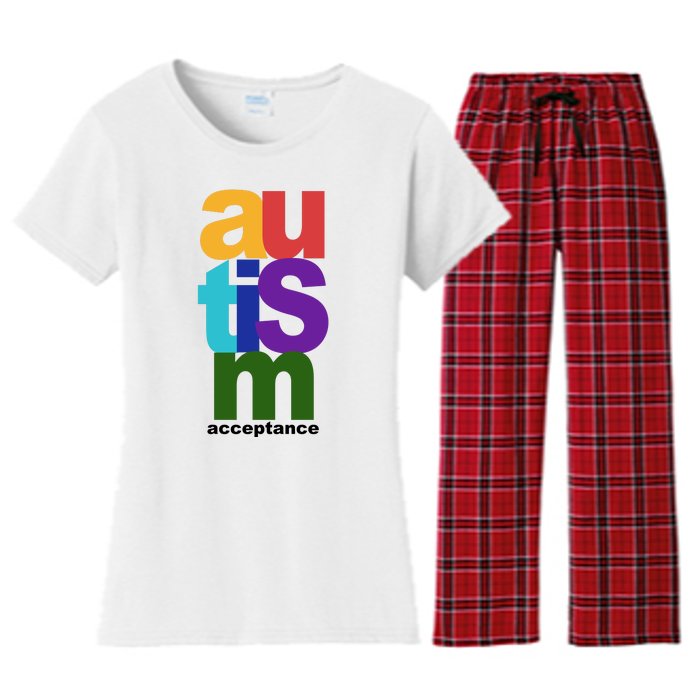 Autism Acceptance Colorful Women's Flannel Pajama Set