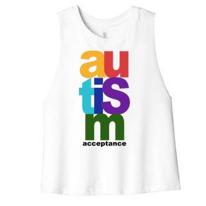 Autism Acceptance Colorful Women's Racerback Cropped Tank