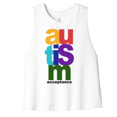 Autism Acceptance Colorful Women's Racerback Cropped Tank