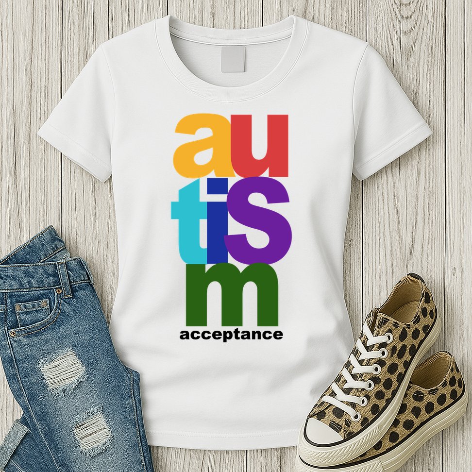 Autism Acceptance Colorful Womens T-Shirt